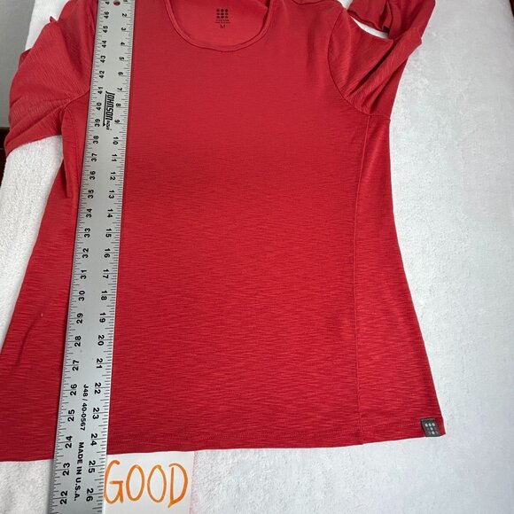 Title Nine Womens Crew Neck Long Sleeve Top Medium Red Space Dye Stretch Casual - Picture 7 of 7
